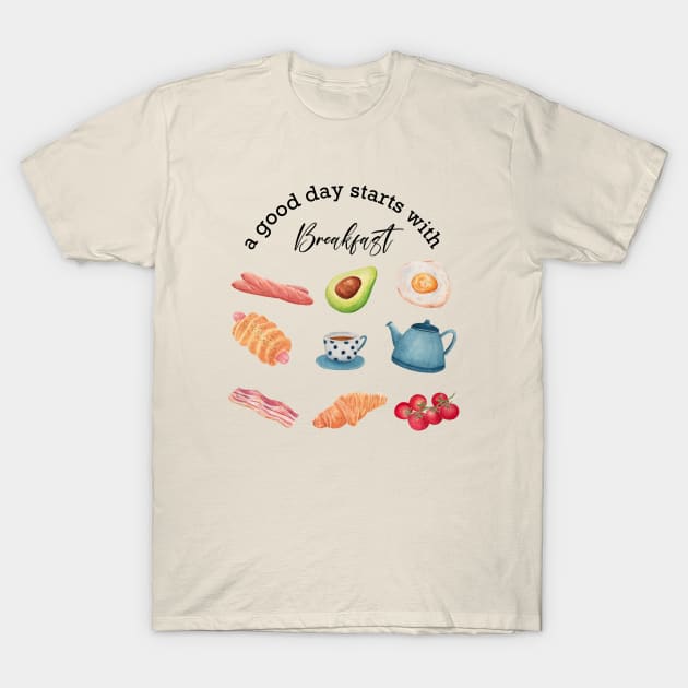 Cute Breakfast Set T-Shirt T-Shirt by Kate Dubey